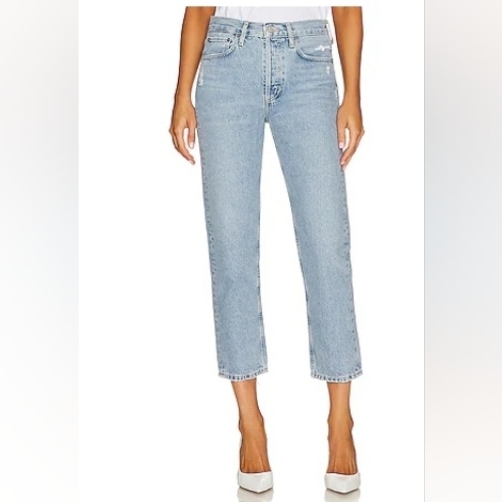 Agolde Parker Easy Straight Swapmeet Blue Crop Jeans Size 27